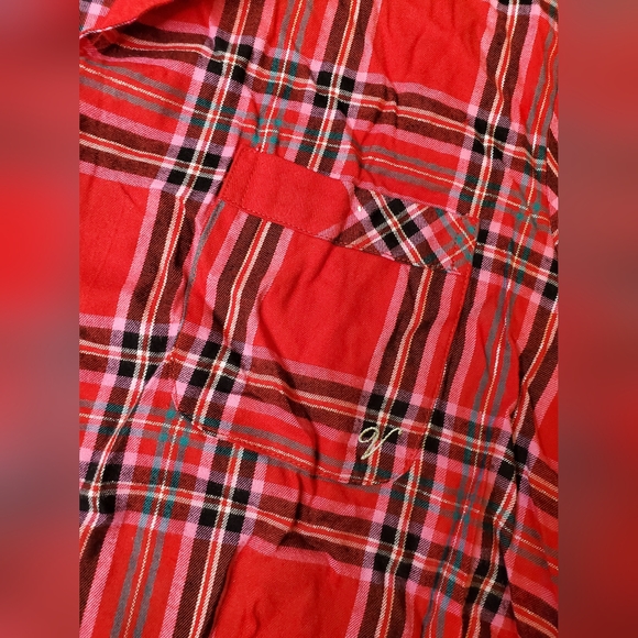 Victoria's Secret Pajama Set Red Plaid Top & Bottom Pants Long Sleeve - Picture 3 of 14